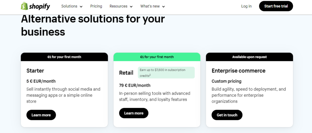 Shopify Pricing Plans image